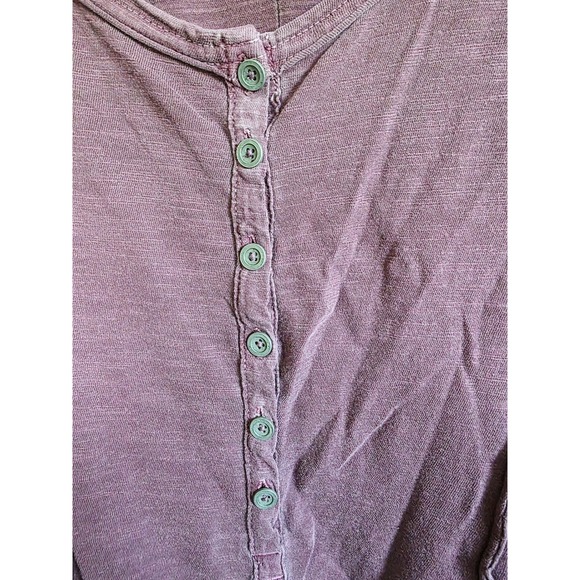 Free People Top Small Purple Long Sleeve Button Up Lace Detail Bohemian Blouse - Picture 7 of 9